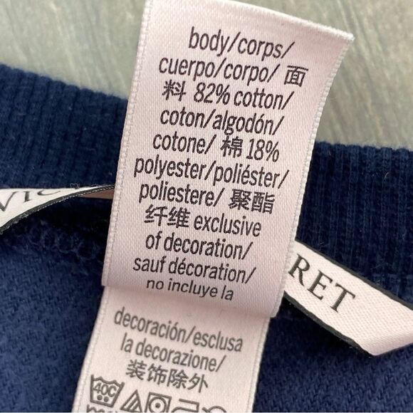 Victoria’s Secret Velour Crossover Split Back Pullover Sweatshirt Blue Medium - Picture 10 of 13